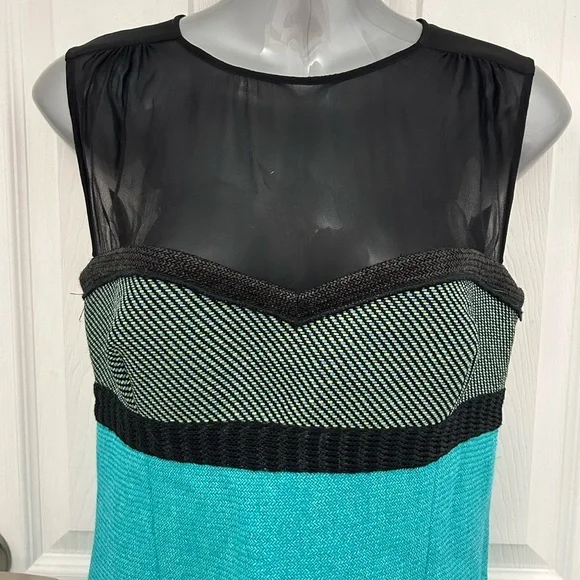 Missoni Teal and Black Dress with Black Illusion Neckline, Sz S - Picture 2 of 8
